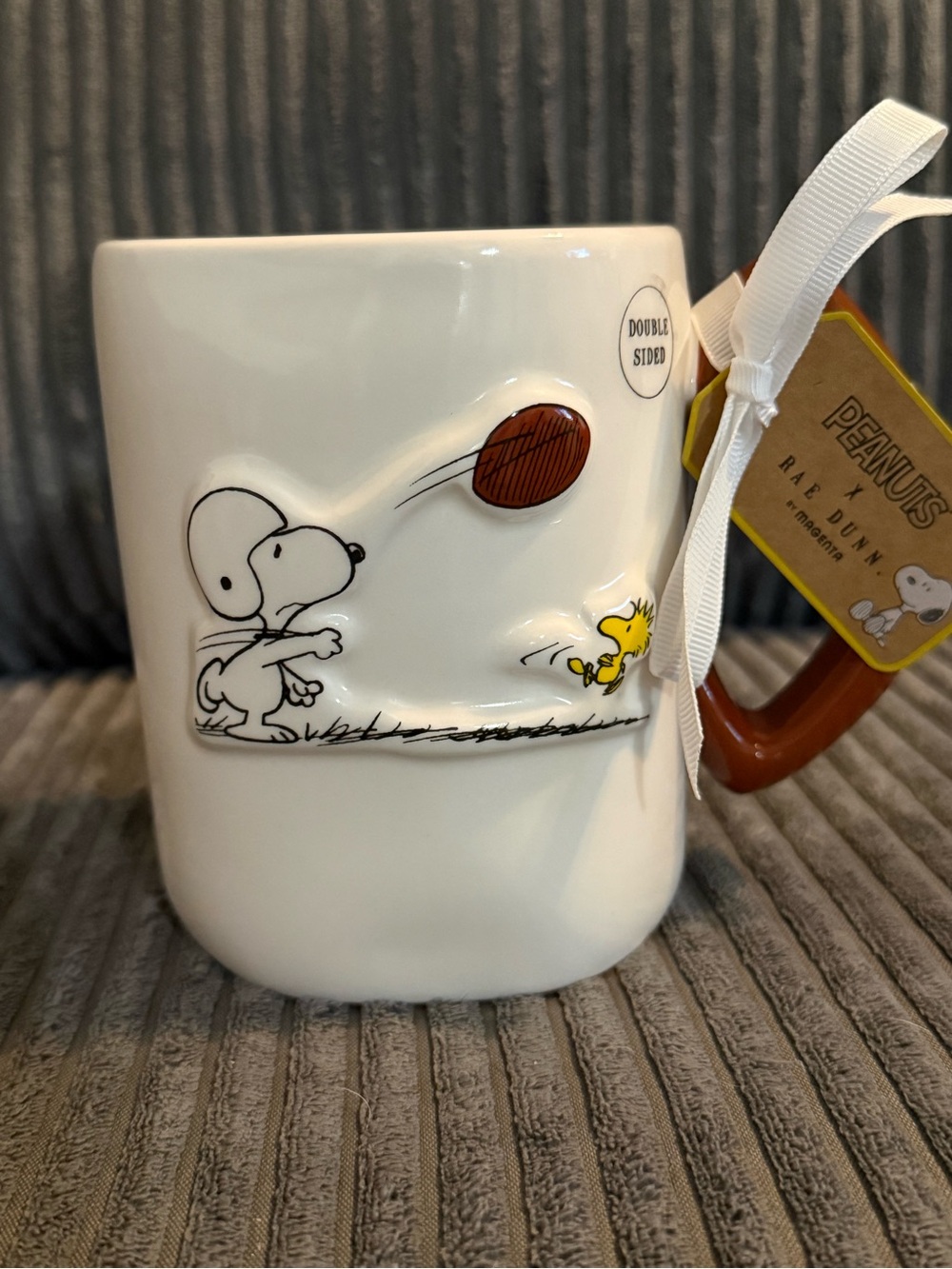 Rae Dunn x Peanuts Mug- Snoopy & Woodstock HUT HUT HIKE w/ Football 🏈 Handle NWT